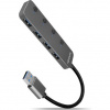 AXAGON HUE-MSA, 4x USB 3.2 Gen 1 SWITCH hub, kovový, micro USB nap. konektor, kabel USB-A 20cm