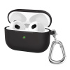 AppleMix Puzdro / obal pre Apple AirPods 3 - nálepka + karabína - silikónové - čierne