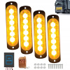 LAMPA STROBOSKOP ORANŽOVÁ S ATRAPOU 4x 4 LED 12V komplet s diaľkovým ovládačom