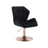 LuxuryForm DESIGN Kozmetická stolička MILANO MAX VELUR na zlatom tanieri - čierna