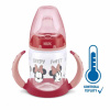 NUK Dojčenská fľaša na učenie Disney Mickey s kontrolou teploty 150 ml červená červená