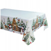 Elegantný biely vianočný obrus so zimnou krajinou – dostupný vo viacerých rozmeroch Šírka: 130 cm | Dĺžka: 180 cm