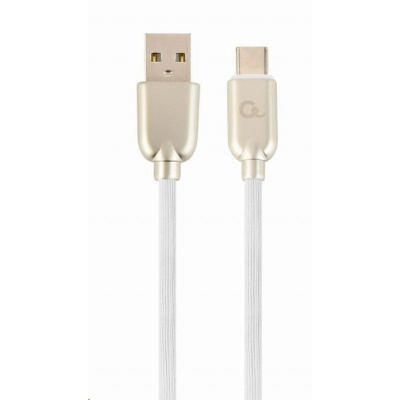 GEMBIRD Kabel USB-A na USB-C kabel (AM/CM), 2m, pogumovaný, bílý, blister CC-USB2R-AMCM-2M-W