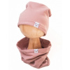 Baby Nellys Čiapka s nákrčníkom bavlna Little Bear púdrová