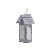 Chic Antique Sivá plechová antik lampáš domček Candle house - 8*6*16 cm - Chic Antique