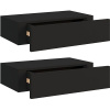 Vidaxl Zásuvkové police nástenné 2 ks čierne 40x23,5x10 cm MDF
