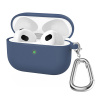AppleMix Puzdro / obal pre Apple AirPods 3 - nálepka + karabína - silikónové - tmavomodré