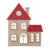 Dekorácia domček 15,5x2x18 cm drevo prírodno červený