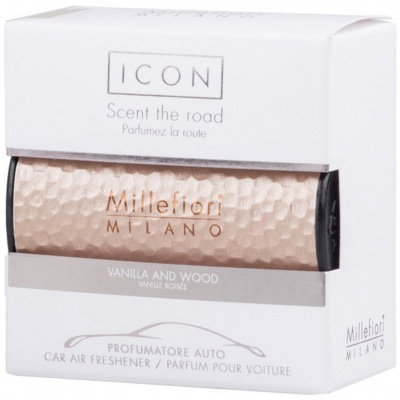 Millefiori Milano Icon Vanilla & Wood vôňa do auta Kovové odtiene vôňa až na 2 mesiace 47 g
