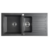 Drez granitový zabudovateľný s odkvapkávacou plochou a vaničkou, 96x48 cm, čierny
