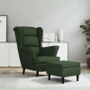 Kreslo wingback s podnožkou tmavozelené zamatové-ForU-3115933