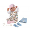 Rappa Llorens 84481 NEW BORN 2 v 1 realistická panenka miminko se zvuky a látkovým tělem 44 cm