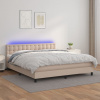 Boxspring posteľ matrac a LED kapučínová 160x200 cm umelá koža 3134236_sk