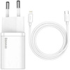 Baseus TZCCSUP-B02 Super Si Quick Nabíjačka USB-C 20W + Simple Wisdom Data Kábel Type-C to iP 1m White
