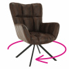 Tempo Kondela Dizajnové otočné kreslo, látka s efektom brúsenej kože, hnedá/čierna, KOMODO