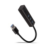AXAGON HMA-CR3A rozbočovač / redukcia, rozbočovač USB 3.2 Gen 1, 3x porty USB-A + čítačka kariet SD/microSD, kov, kábel USB-A 20