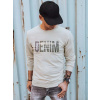 Béžová mikina bez kapucne s potlačou Denim - 3XL