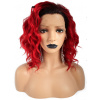 Atraktívna červená parochňa s čiernymi korienkami a so sieťkou (lace front)