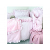 5-dielna súprava do postieľky Ružová s volánikom – 100% bavlna & minky, ideálne pre dievčatko