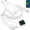NABÍJACÍ KÁBEL 3V1 APPLE WATCH IPHONE SÚČASNÉ NABÍJANIE 2 M BIELY