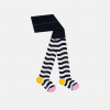 Happy Socks Detské čierno-biele pančuchy Happy Socks so vzorom Wavy