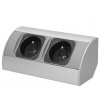 Povrchová zásuvka rohová ORNO OR-AE-1303/G, 2x zásuvka 230V, kabel bez vidlice, stříbrná