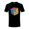Rubikova kocka kreslená - Tričko detské bavlnené - 146 cm/10 rokov ( Čierna )