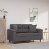 vidaXL 2-miestna pohovka s vankúšmi sivá 120 cm umelá koža - Sivá - 79593-34007