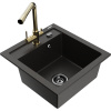 Mexen Vito kuchynský drez z granitu 1-komorový s batériou Duero, čierny/zlatý metalický - 6503-75-671600-50-B