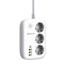 Tellur Smart WiFi Power Strip, 3x zásuvka, 2x USB 2.4A, 1x USB QC18W, 1x USB-C PD30W, 2m, bílá 5949120004794
