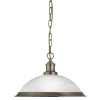 Searchlight Bistro Pendant - Antique Brass Metal & Acid Glass