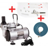Airbrush set: Kompresor a Airbrush pištoľ BD-130 0,2+0,3+0,5mm + hadica (AirBrush FENGDA BD-130 s tromi ihlami a tryskami + Kompresor Fengda AS18-2 + Hadica 1,8 m)