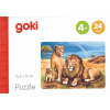 GOKI Drevené puzzle Africké zvieratá: Levy 24 dielikov