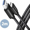 Axagon BUCM3-AM20AB USB-C USB-A, USB 3.2 Gen 1, 3A, ALU, 2m, černý