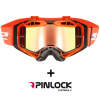 LS2 Helmets LS2 AURA PRO GOGGLE BLACK ORANGE WITH IRIDIUM VISOR