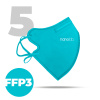 Nanolab 5 x Český bezpečný nano respirátor FFP3 modrý Možnosť: medi (logo křížek)