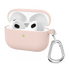 AppleMix Puzdro / obal pre Apple AirPods 3 - nálepka + karabína - silikónové - ružové