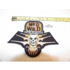 Motorkářská nášivka Harley Mild or Wild Custom Motorcycles Inc. 80.léta lebka s plameny