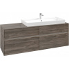 VILLEROY & BOCH Collaro závesná skrinka pod umývadlo na dosku (umývadlo vpravo), 4 zásuvky, s LED osvetlením, 1600 x 500 x 548 mm, Stone Oak, C030B0RK