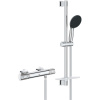 GROHE Precision Feel nástenný sprchový termostat, ručná sprcha 3jet EcoJoy priemer 110 mm, 62 cm sprchová tyč, jazdec, miska na mydlo a sprchová hadica 175 cm, chróm, 34791001
