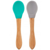 MINIKOIOI Lyžička s bambusovou rukoväťou 2 ks Green / Grey