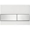 Tece Square Button glass white brushed stainless steel 9240801