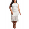 Biele čipkované plus size šaty