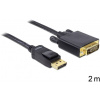 Delock DisplayPort / DVI kabelový adaptér Konektor DisplayPort, DVI-D 24 plus 1pol. Zástrčka 2.00 m černá 82591 Kabel DisplayPort