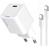 COLORWAY 1x USB-C/ sieťová nabíjačka/ GaN/ PD/ PPS/ 25W/ Vrátane 100cm kábla/ Biela