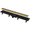 ALCA Simple-Podlahový žľab s okrajom pre perforovaný rošt, mosadz APZ10BLACK-750BRASS APZ10BLACK-750BRASS