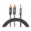 Nedis CATB22200GY10 audio kábel 1 m, 3,5 mm jack na 2 x RCA, sivý