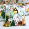 Vianočná obliečka na vankúš CHRISTMAS HOME – 100 % bavlna, zimná dedinka, rôzne rozmery Veľkosť: 40x60 cm