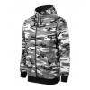 Malfini Camo zipper maskáčová mikina s kapucňou, camouflage gray, 300 g/m² - XL