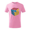 Rubikova kocka kreslená - Tričko detské bavlnené - 146 cm/10 rokov ( Ružová )